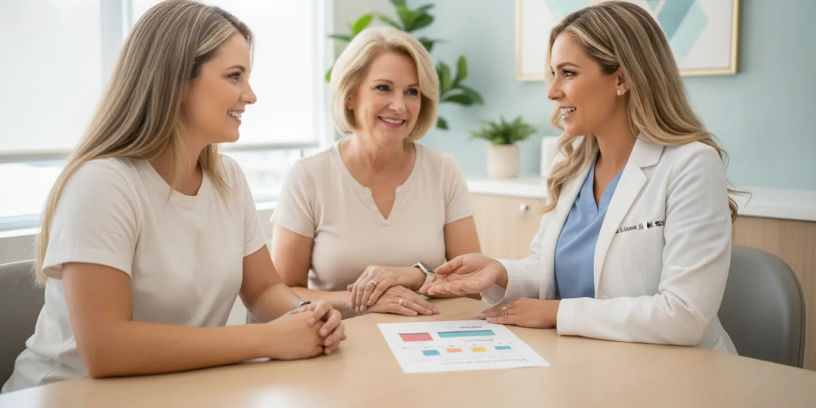 Family discussing Invisalign financing options with an orthodontic team