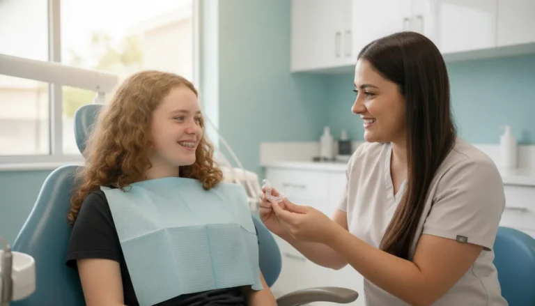 Teen discussing Invisalign with a South Florida orthodontist